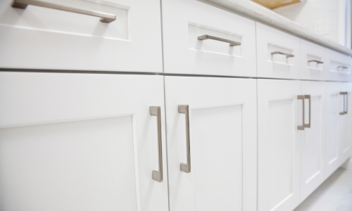White cabinets with silver hardware